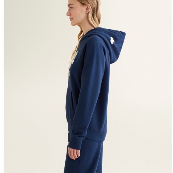 ROOTS sweatshirt hoodie kangaroo pocket drawstring hood purple eggplant medium - Picture 13 of 13